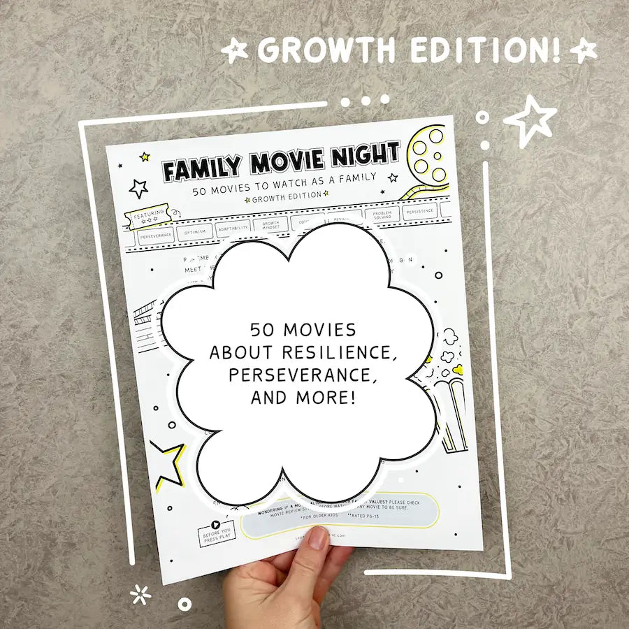 Image Of 50 Family Friendly Movies To Inspire A Growth Mindset In Kids | Printable List | This Time Of Mine
