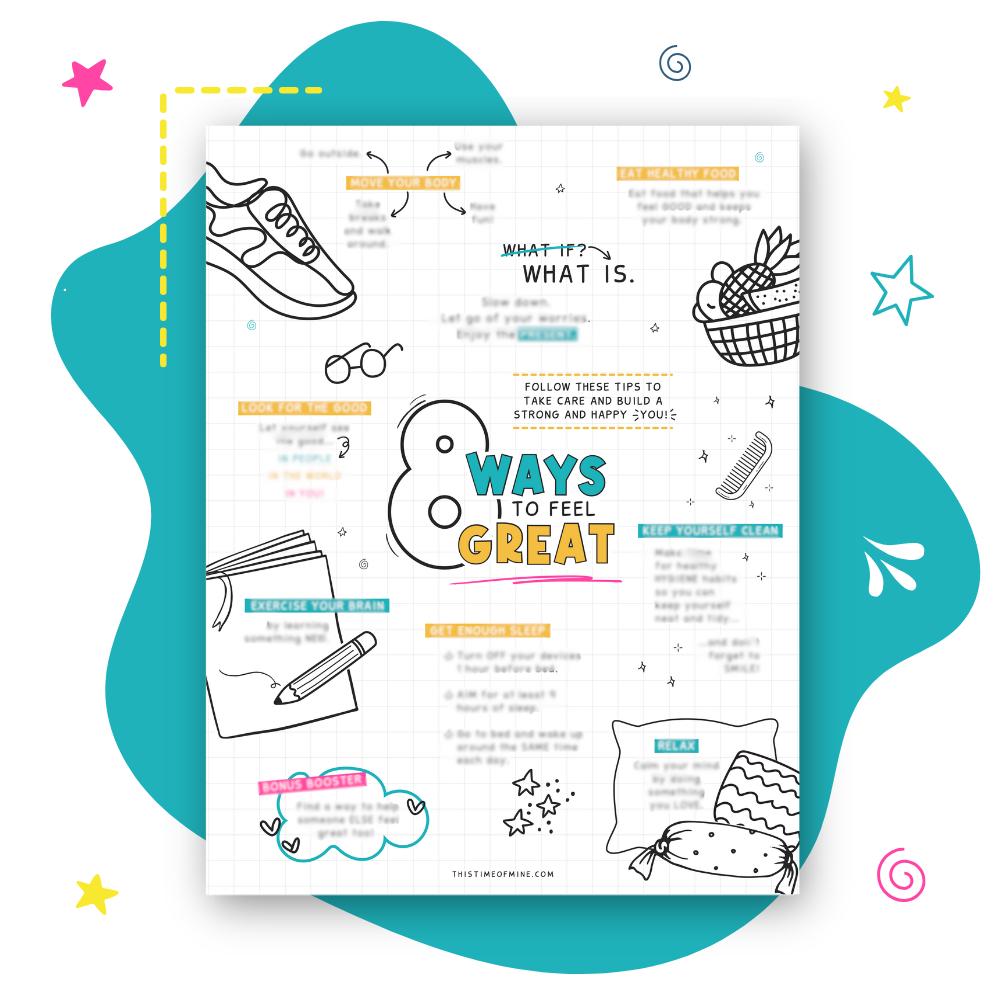 Mockup Of 8 Ways To Feel Great | PDF Guide For Kids And Teens | Positive Confident Mindset
