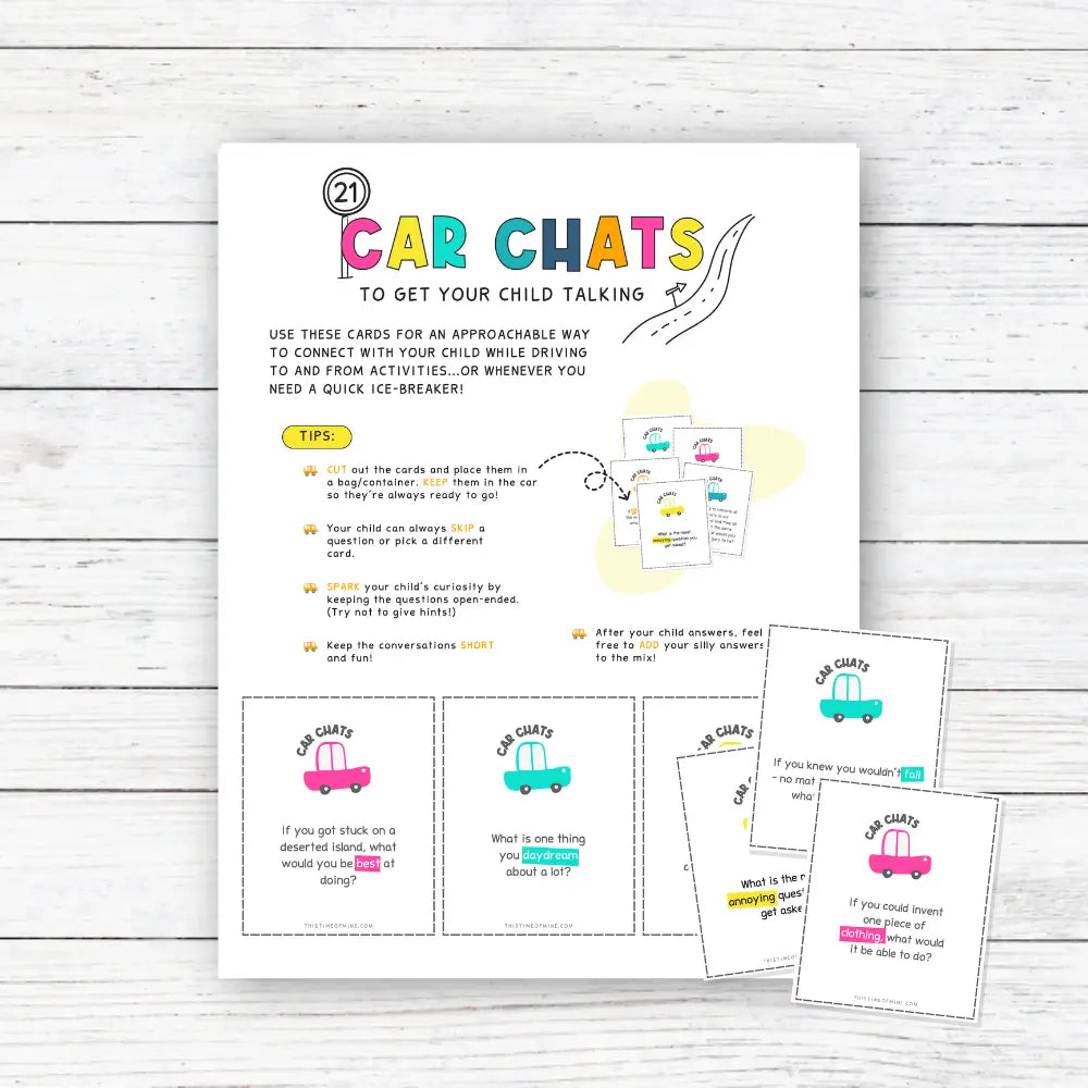 Mockup Of Car Chats - Printable Conversation Starters For Kids And Families