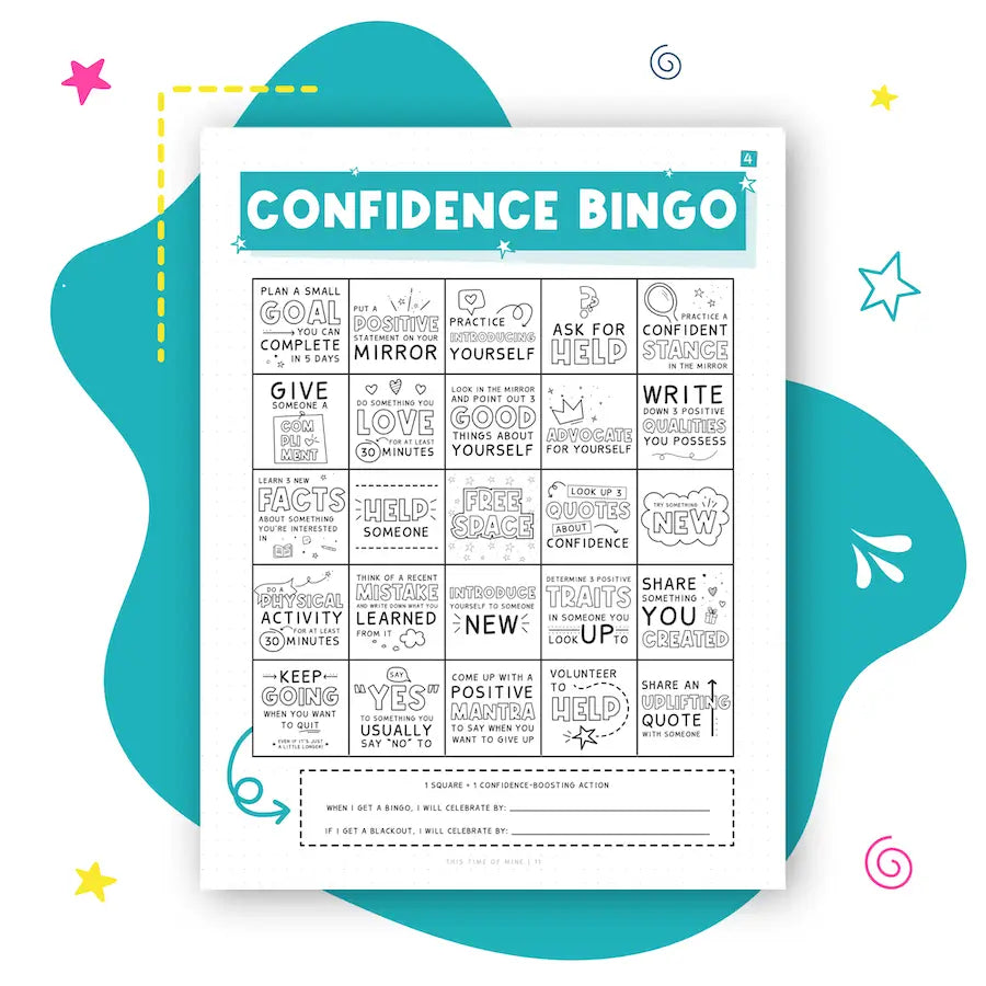 Mockup Of Confidence Bingo | Growth Mindset Activity For Kids And Teens