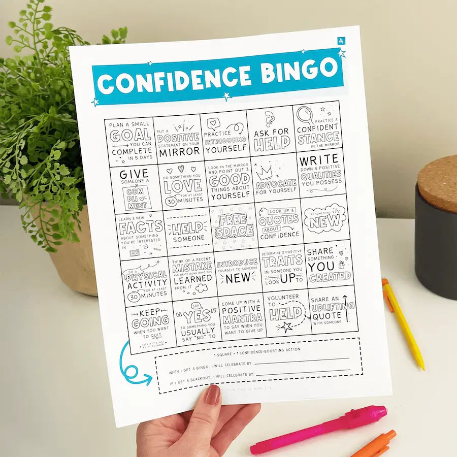 Image Of Confidence Bingo | Printable Activity For Kids And Teens To Build Confidence, Courage, Resilience And Self Trust