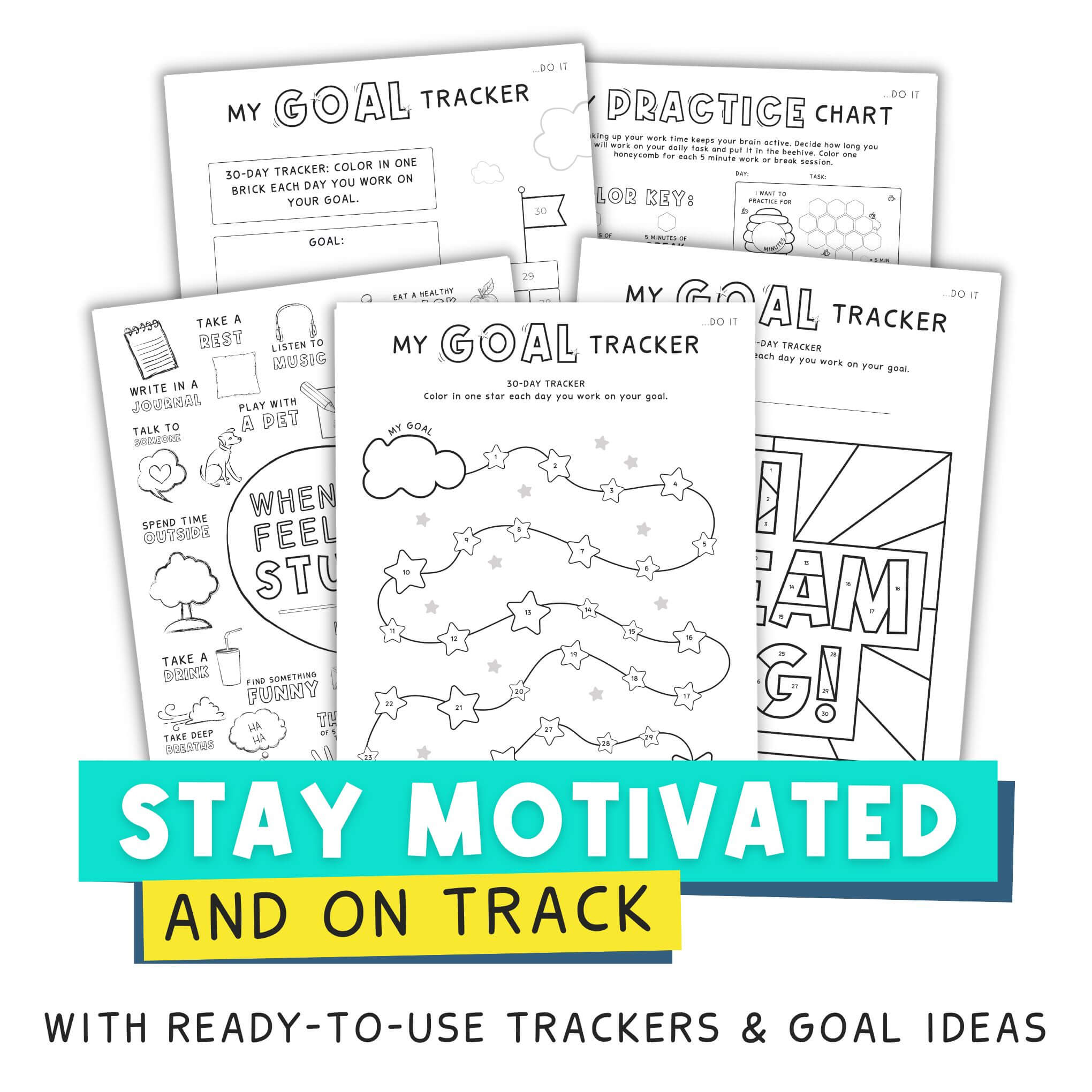 Mockup Of Dream Big Goal Planning Kit For Kids Printable | This Time Of Mine | Goal Trackers And Ideas