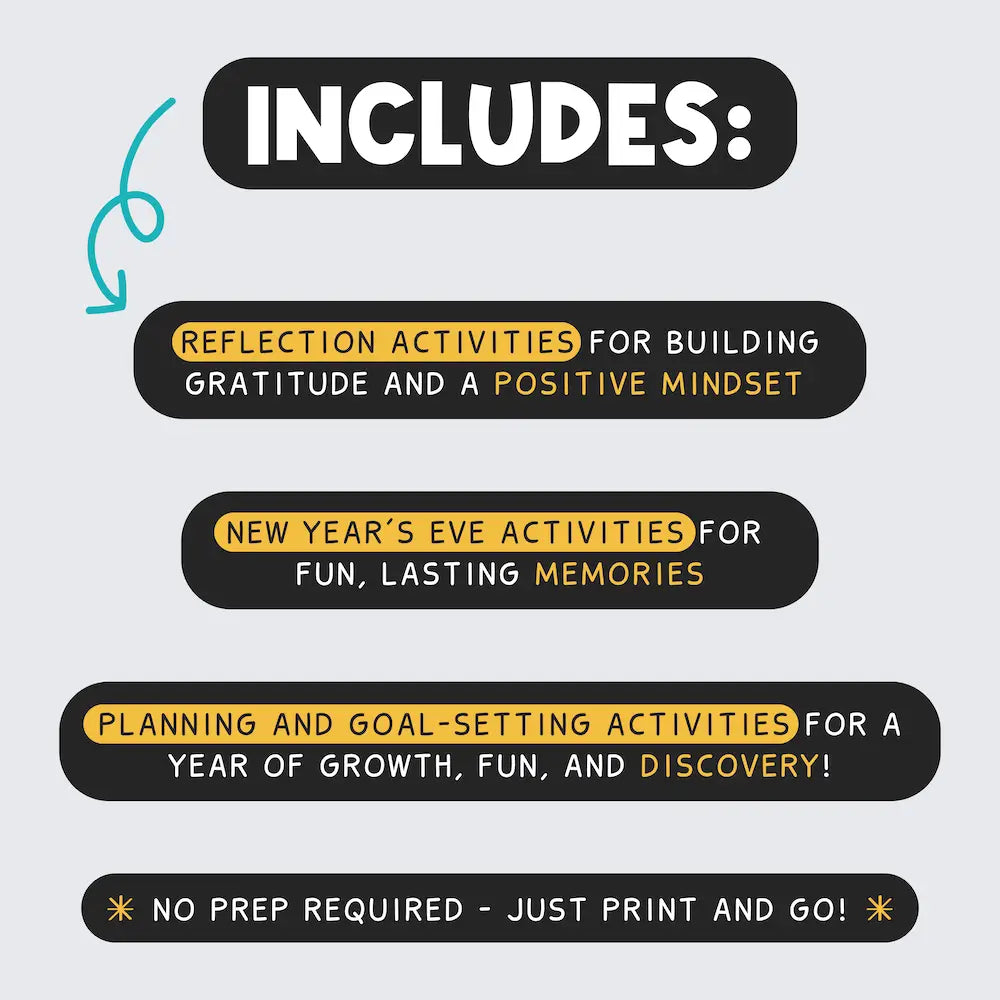 What's Included In Family New Year's Eve Printable Kits
