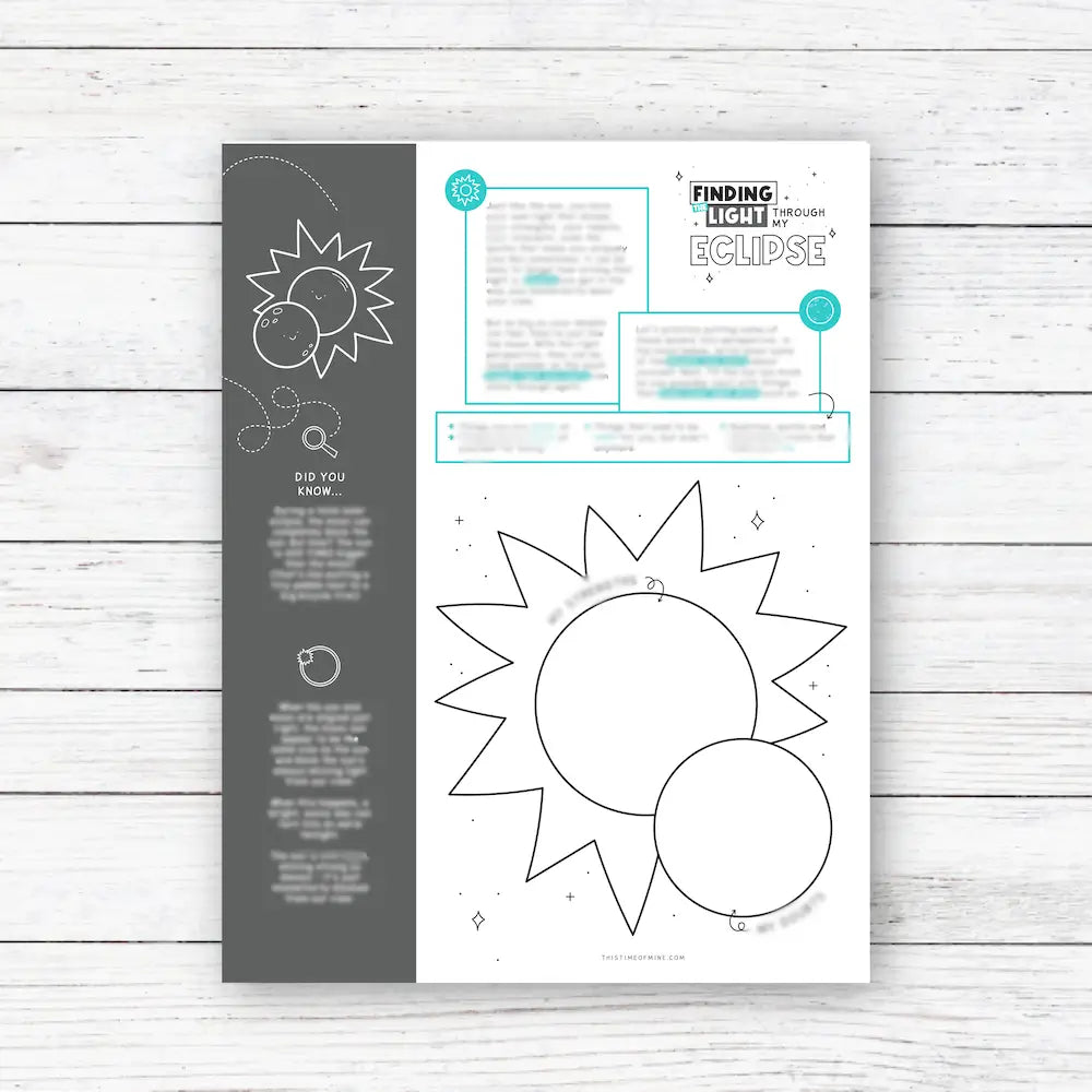 Mockup Of Finding The LIght Through My Eclipse | Growth Mindset Activity For Kids And Teens