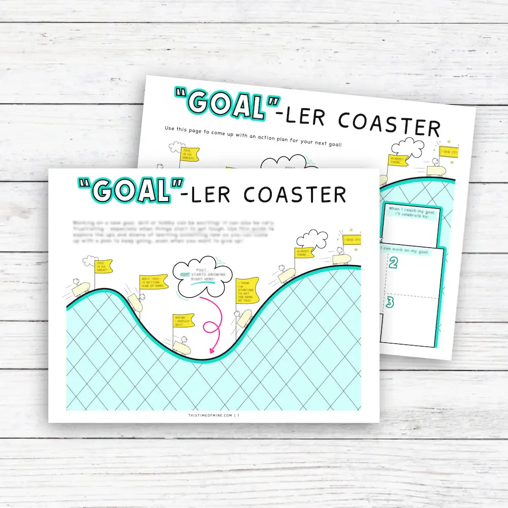 Mockup Of The Goaller Coaster Of Learning Something New | Printable Goal Setting Activity For Kids