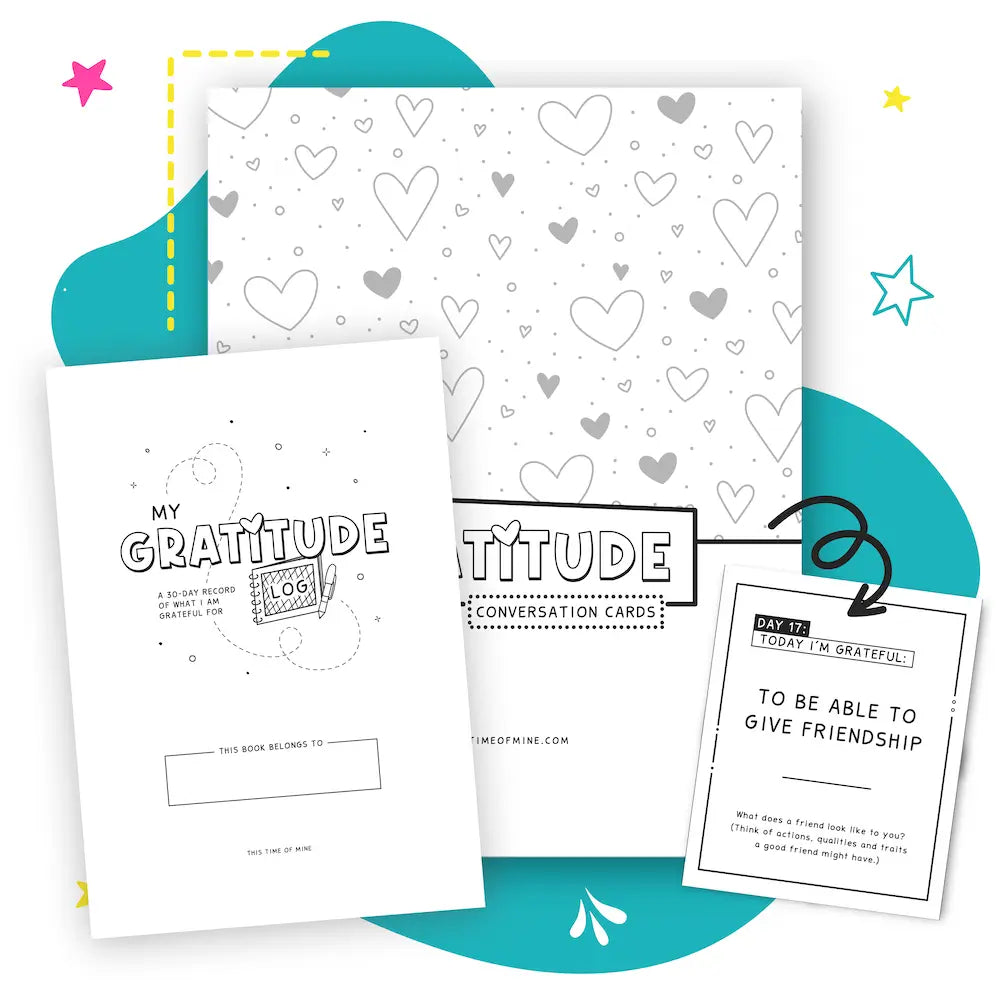 Mockup Of Gratitude Bundle | Printable Journal And Conversation Cards For Kids And Teens