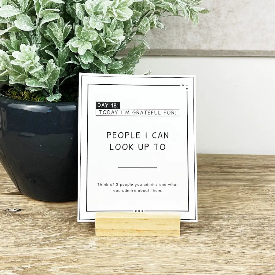 Gratitude Conversation Cards On Wooden Stand | Display 4X5 Cards | This Time Of Mine