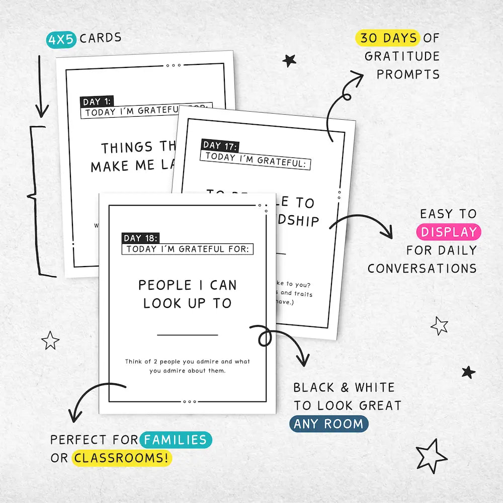 Mockup Of Gratitude Conversation Cards | Display And Discussion Tools For Kids And Teens