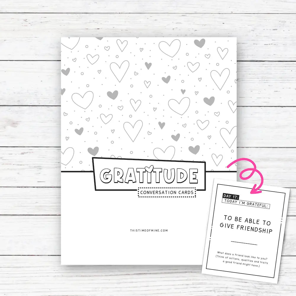 Mockup Of Gratitude Conversation Cards | Printable 4X5 Cards For Families And Classrooms