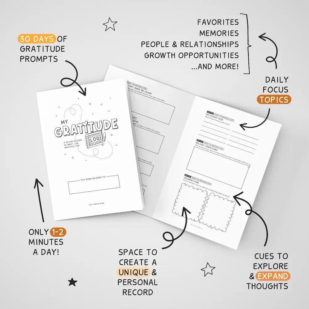 Mockup Of My Gratitude Log | Daily Gratitude Practice For Kids And Teens | This Time Of Mine