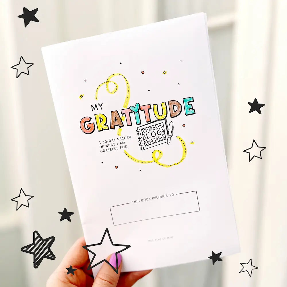 Mockup Of My Gratitude Log | Creative Printable Journal With Prompts For Kids And Teens | This Time Of Mine