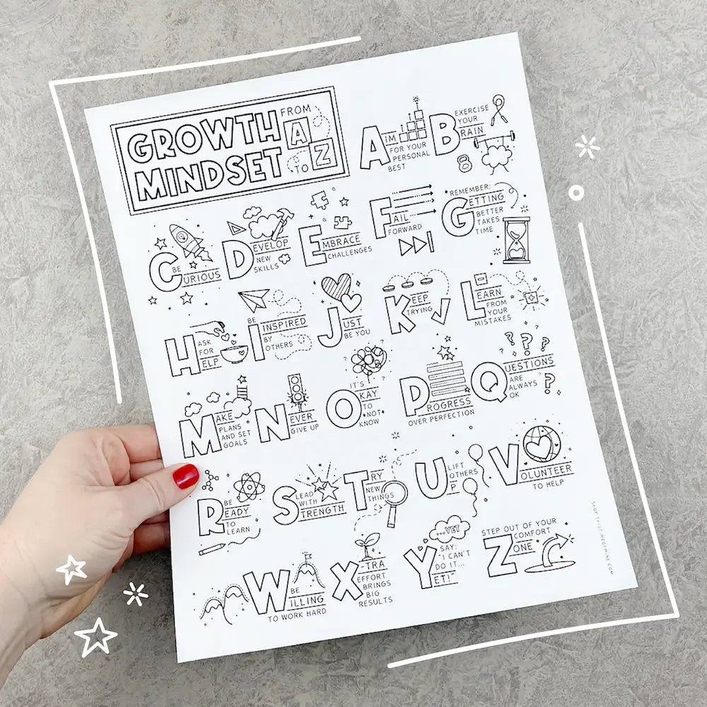 Mockup of Growth Mindset A To Z | Printable Coloring Page For Families Or Classroom Early Finishers