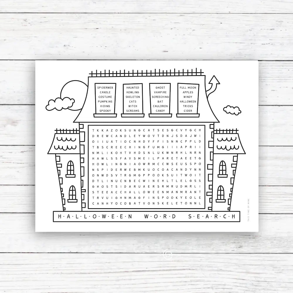 Mockup Of Halloween Word Search | Fall Activity PDF