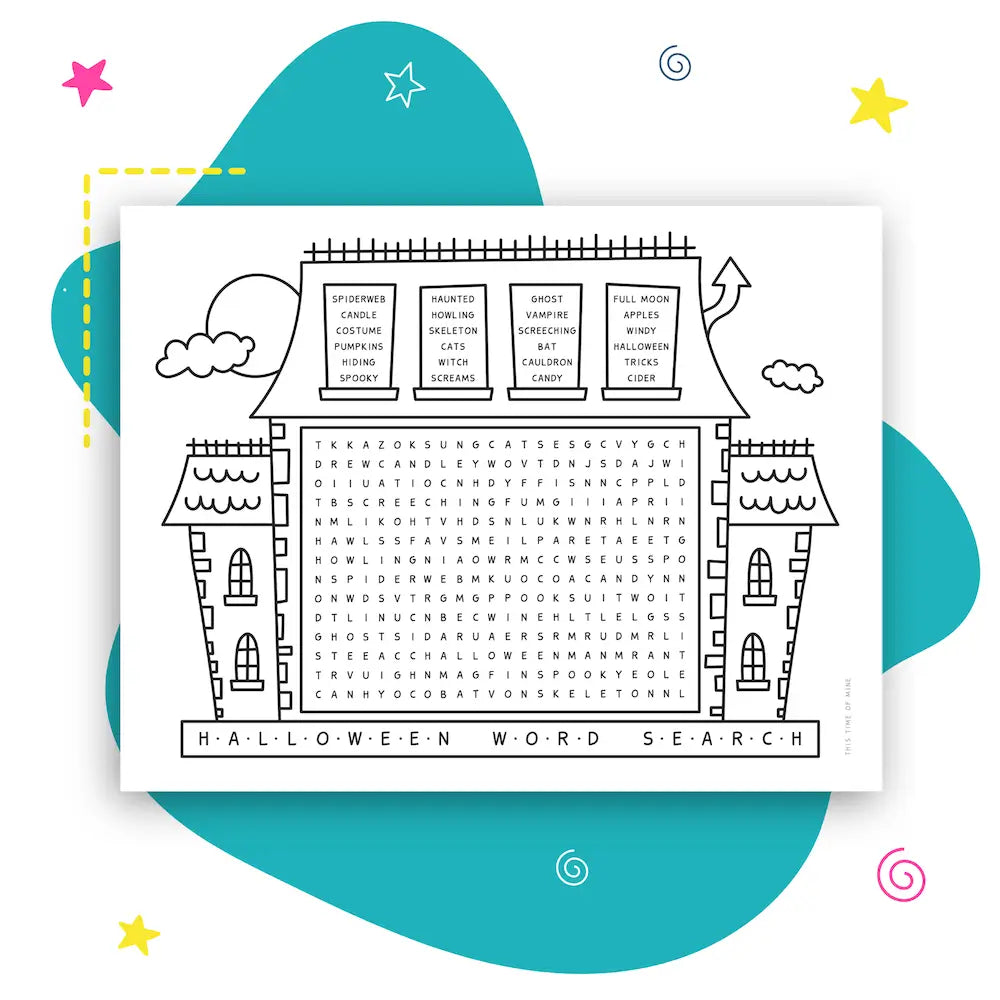 Mockup Of Halloween Word Search | Printable Activity For Kids