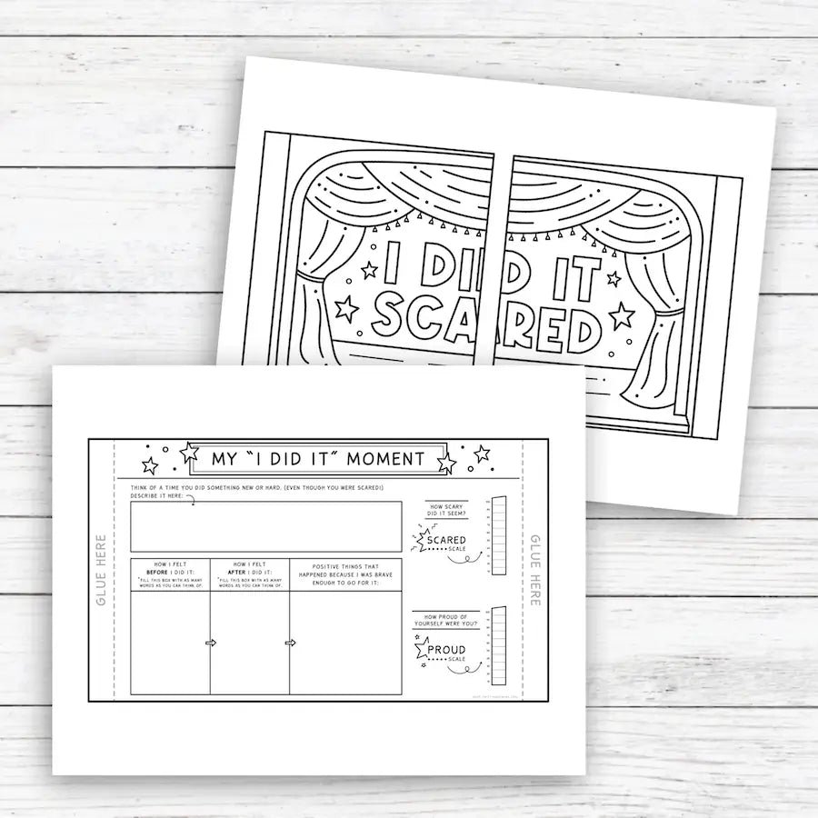 Mockup Of I Did It Scared | Printable Bravery And Courage Activity Craft For Kids To Build Growth Mindset Skills