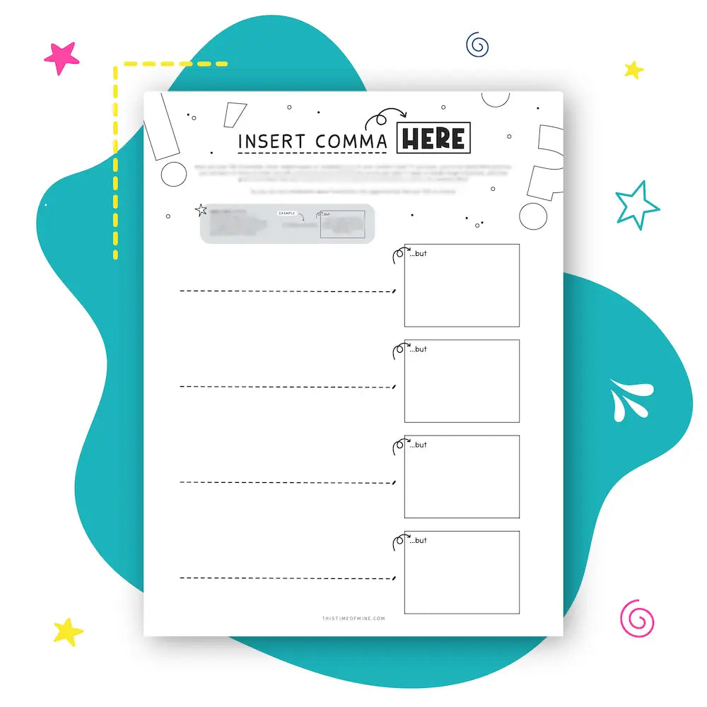 Mockup Of Insert Comma Here | Growth Minded Thinking And Frustration Tolerance Practice For Kids And Teens