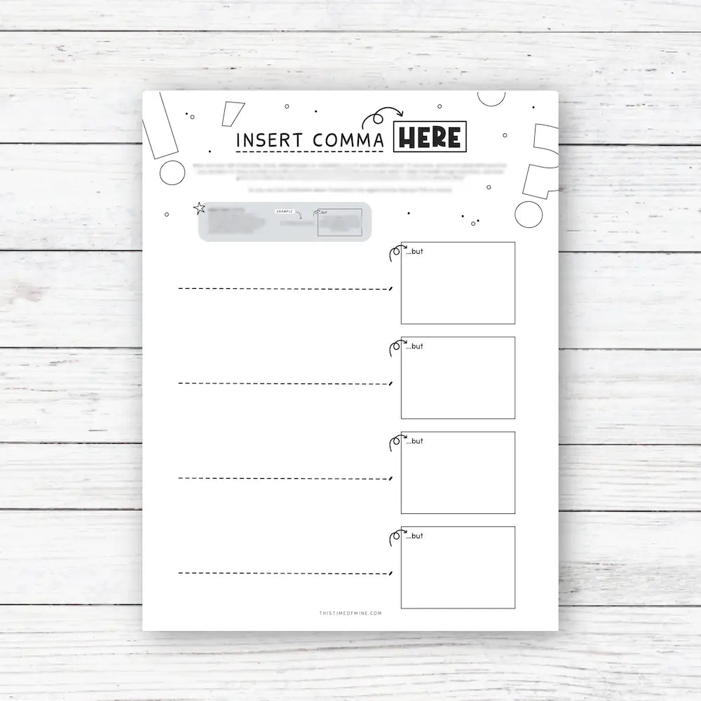 Mockup Of Insert Comma Here | Printable Growth Mindset Statements Activity For Kids And Teens