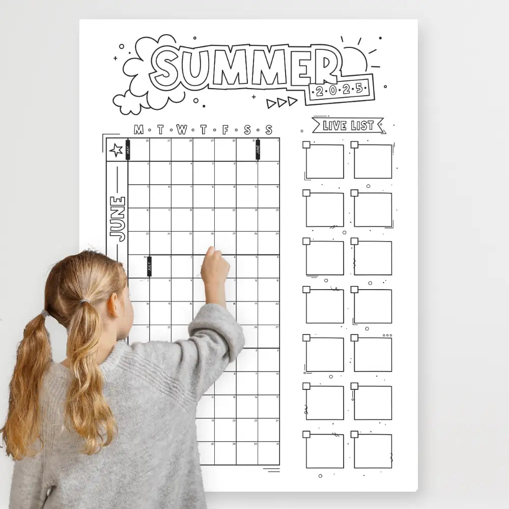 Mockup Of Jumbo 2025 Summer Calendar - June July August