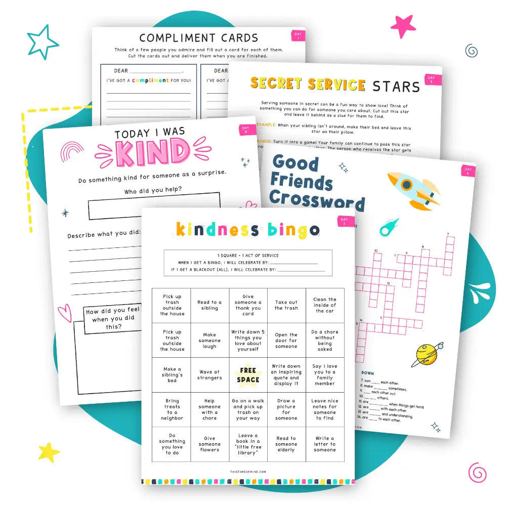 Pages In Kindness Mini-Kit For Kids 7-12 | Help Kids With Self Love, Friendship Skills, And Kindness Practice | Daily Challenges