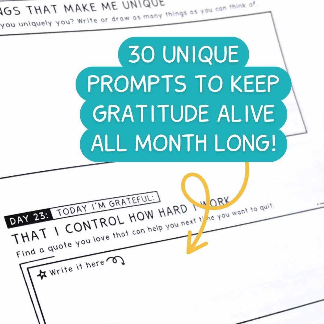 My Gratitude Log | Printable Journal For Kids And Teens | 30 Unique Prompts For Growth Mindset, Relationships And Gratitude