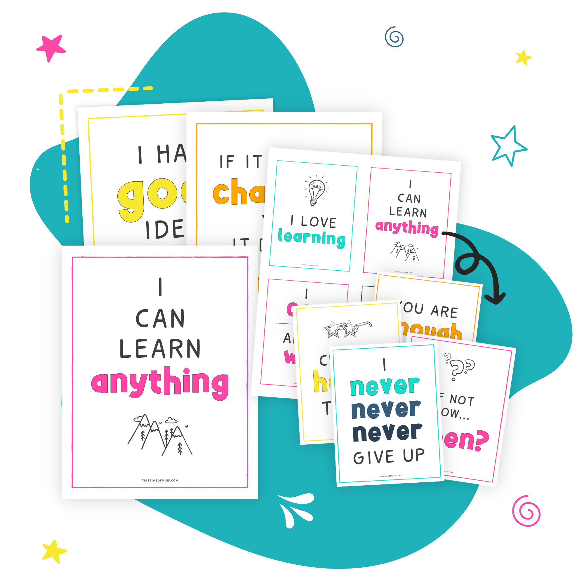 Mockup Of Positive Affirmation Cards For Kids For Confidence | Printable Deck And Posters