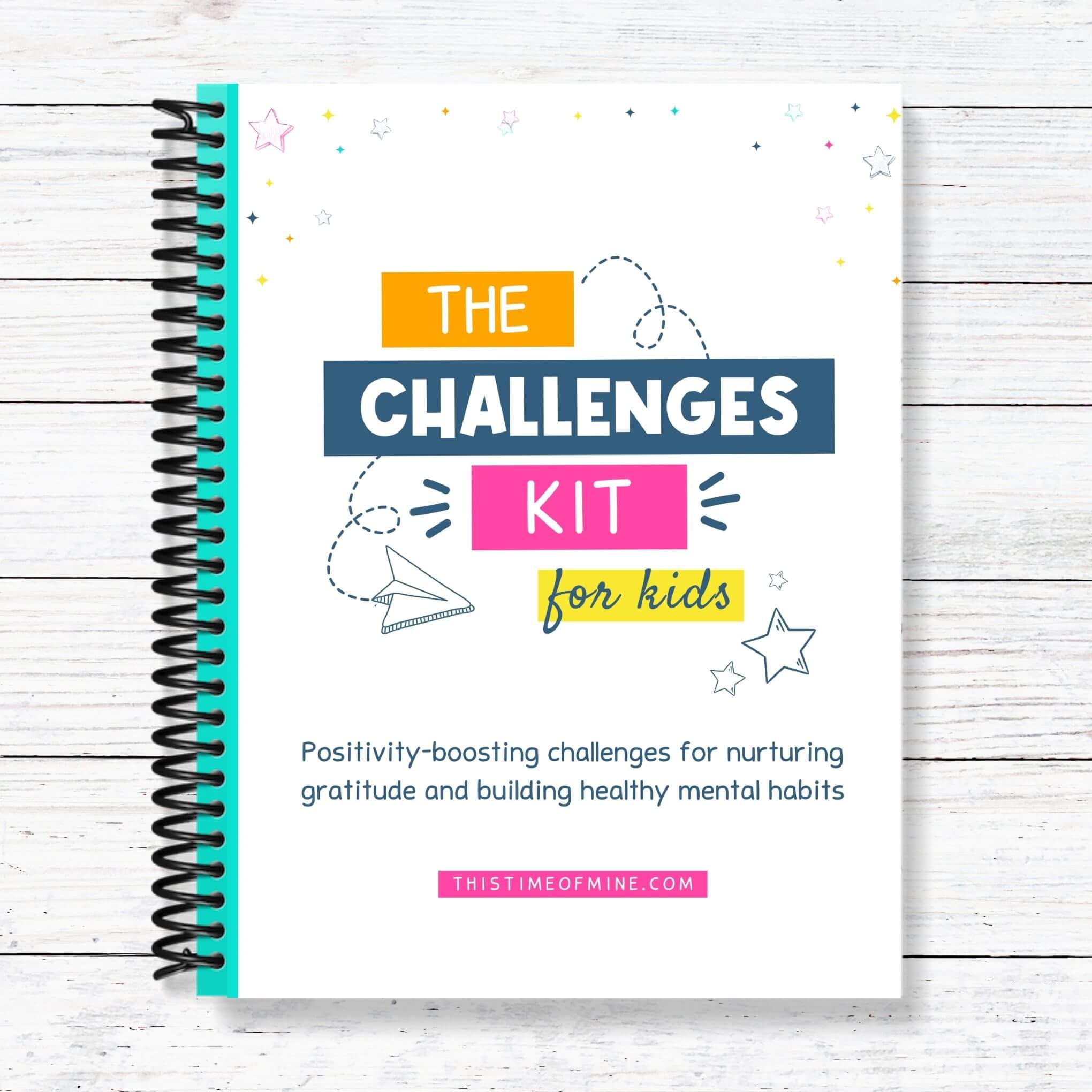 Mockup Of Positivity-Boosting Printable Challenges Kit For Kids | This Time Of Mine | Cover