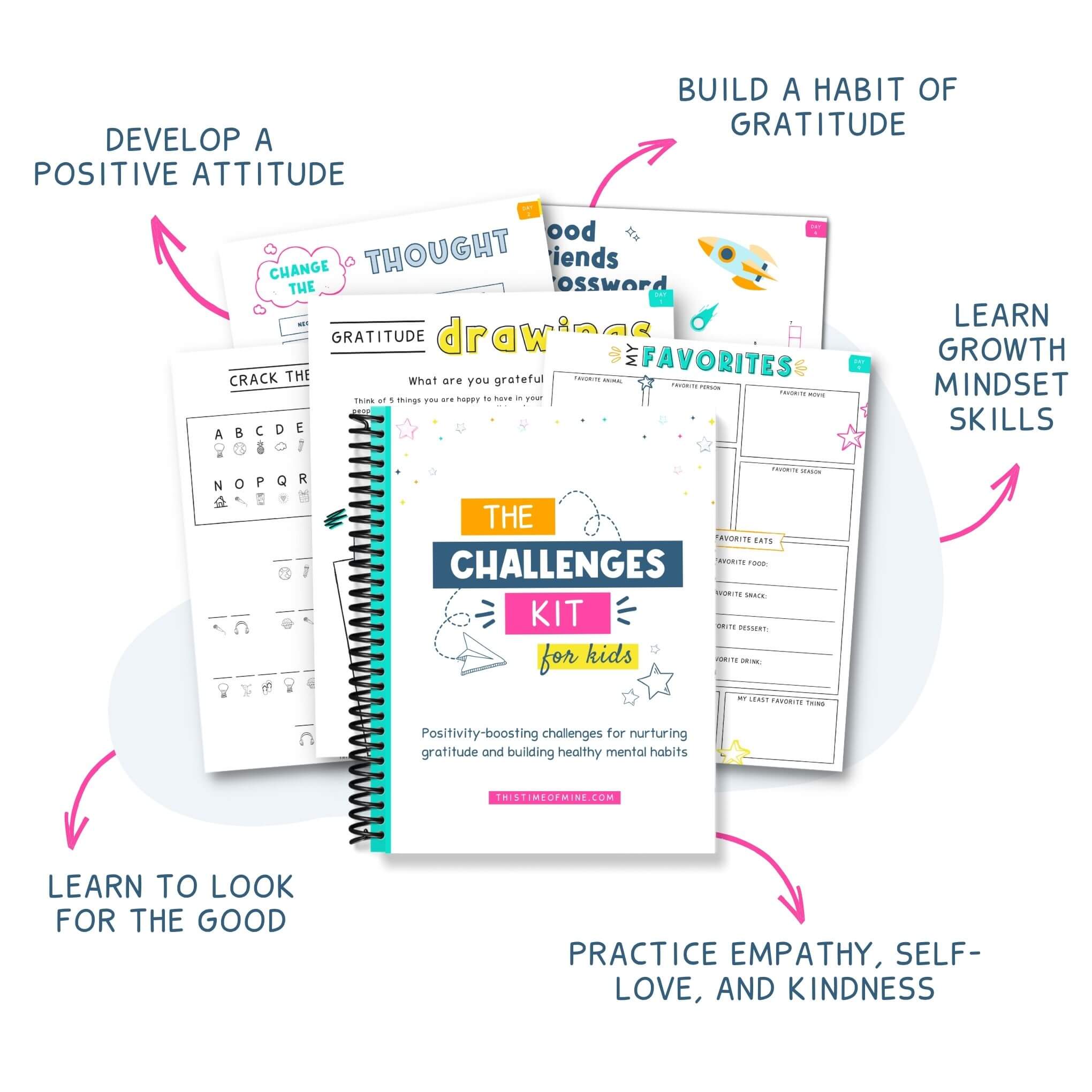 Mockup Of Positivity-Boosting Printable Challenges Kit For Kids | This Time Of Mine | Features