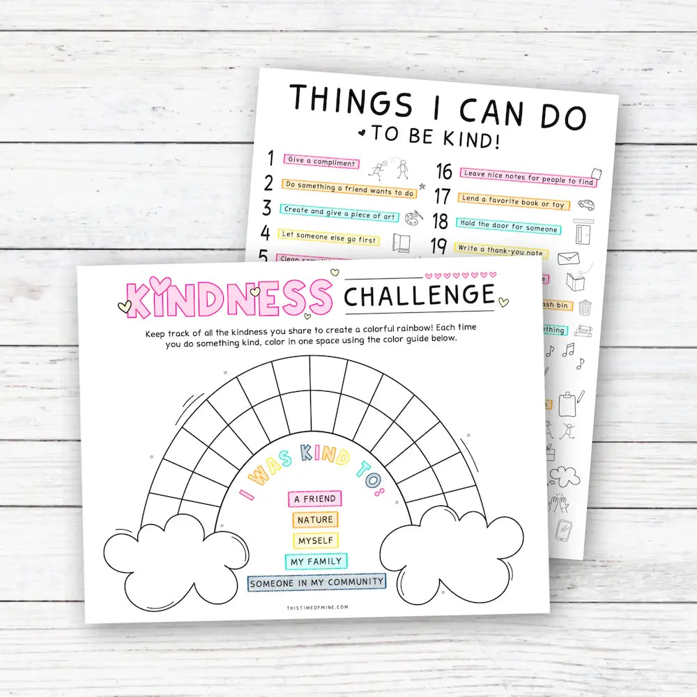 Mockup Of Rainbow Kindness Challenge | Printable Helpfulness Tracker For Kids