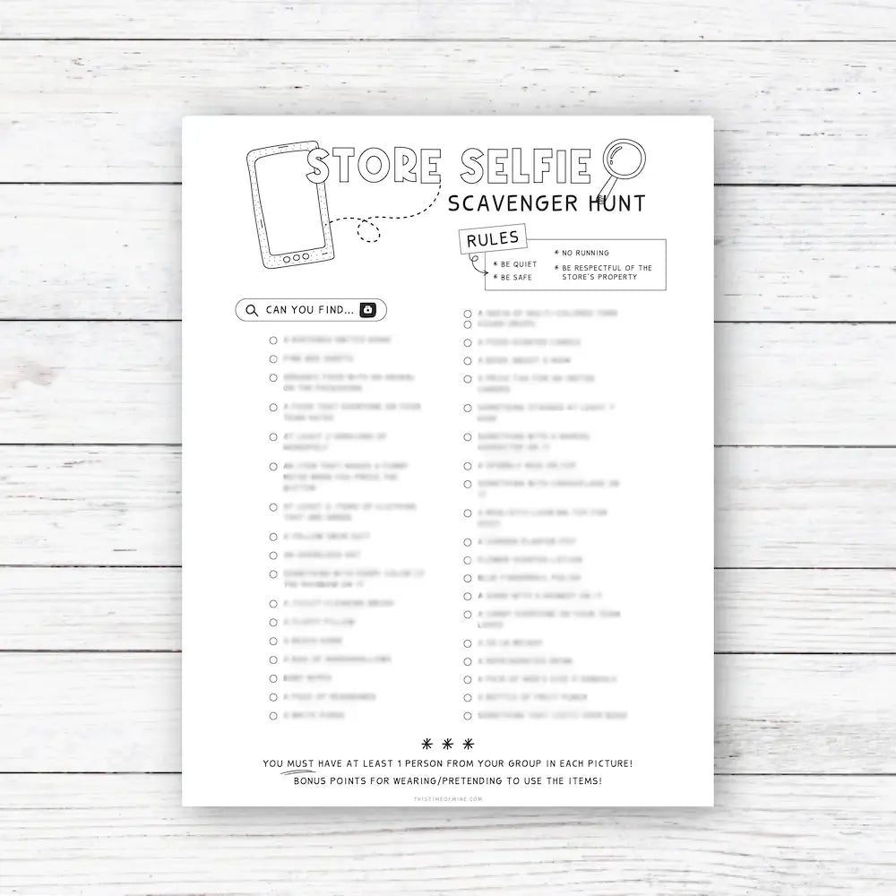 Mockup of Store Selfie Scavenger Hunt | Activity For Kids And Teens