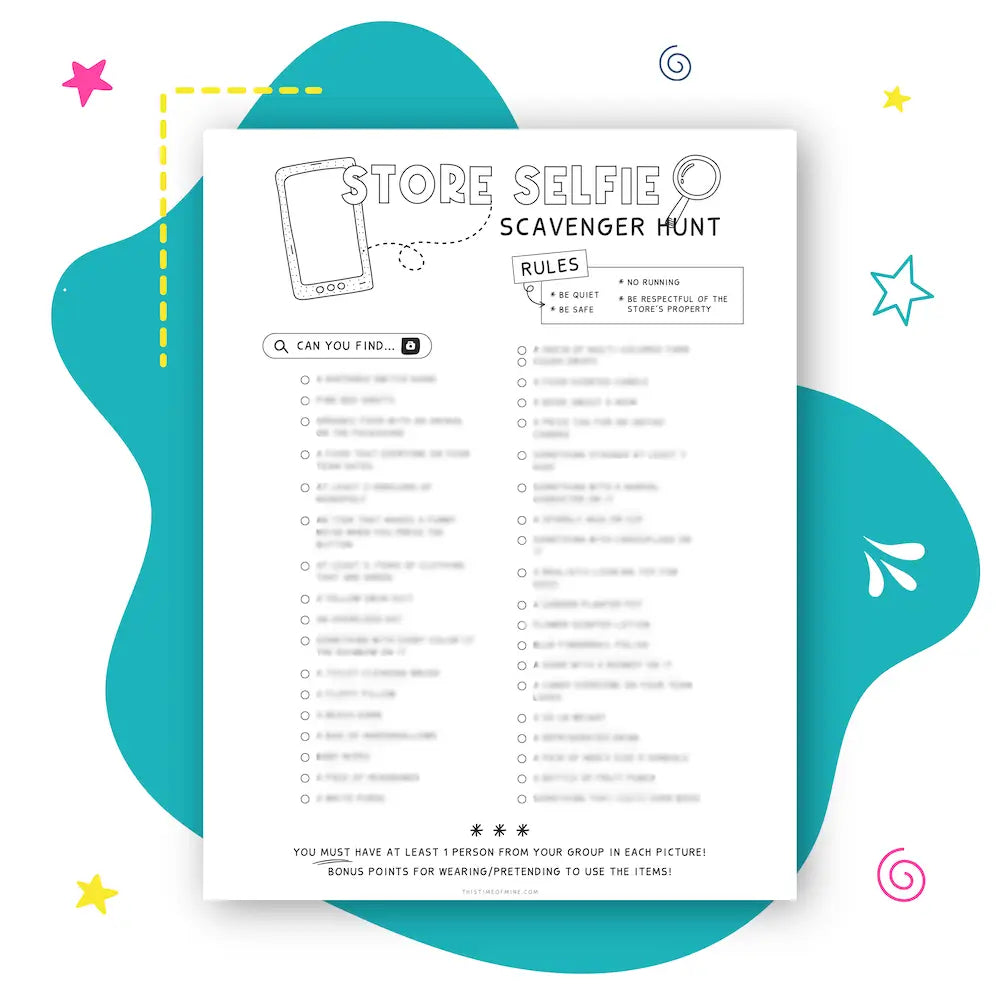 Mockup of Store Selfie Scavenger Hunt | Printable Group Activity