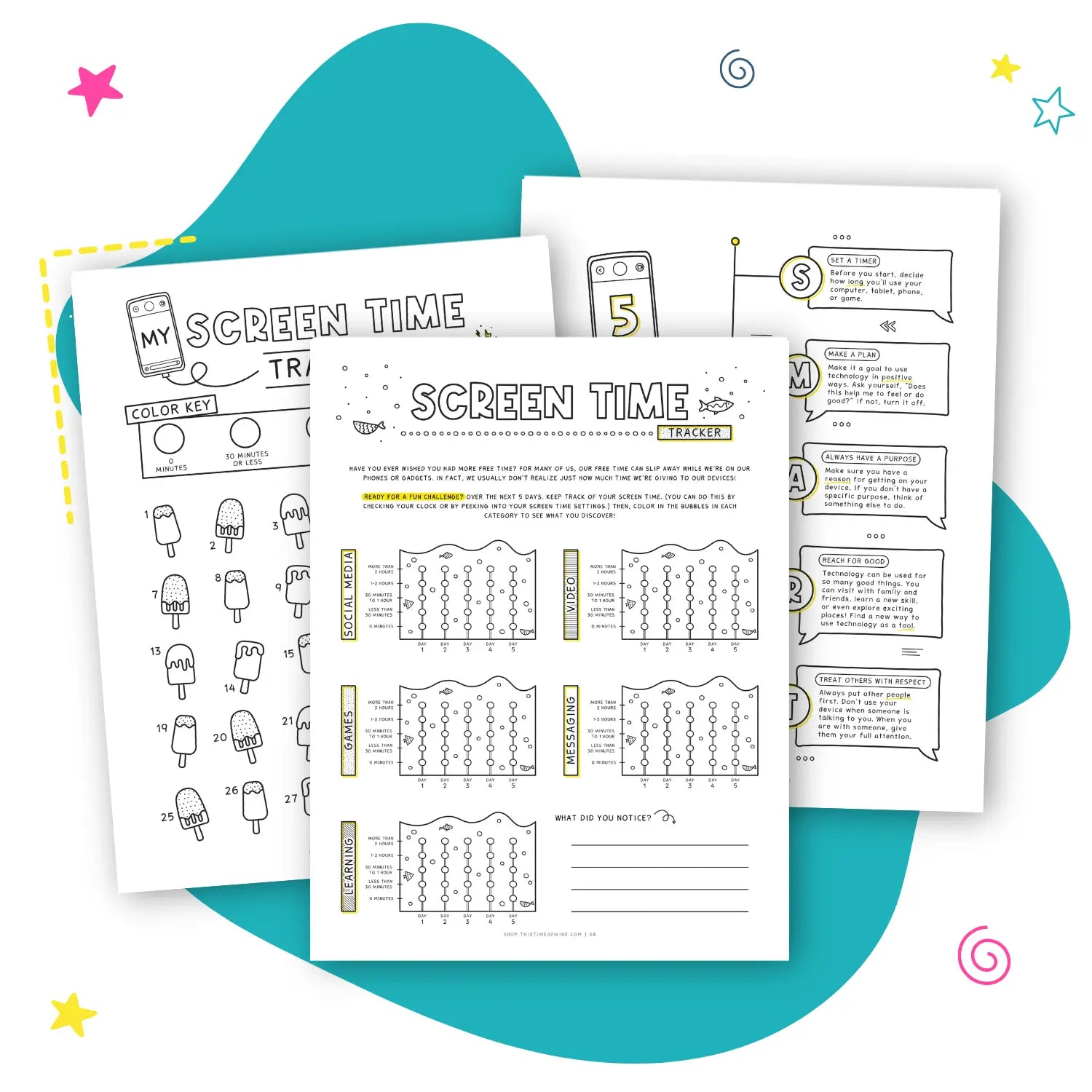 Mockup Of Summer Screen Time Bundle | Help Kids Manage Their Own Screen Time And Build Healthy Screen Time Habits