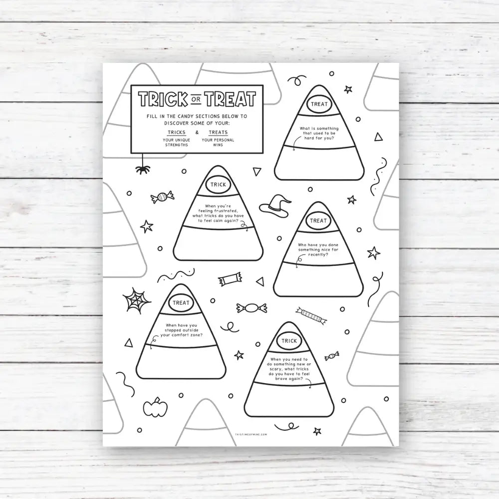 Mockup Of Trick Or Treat | Personal Strengths Activity For Kids | Candy Theme
