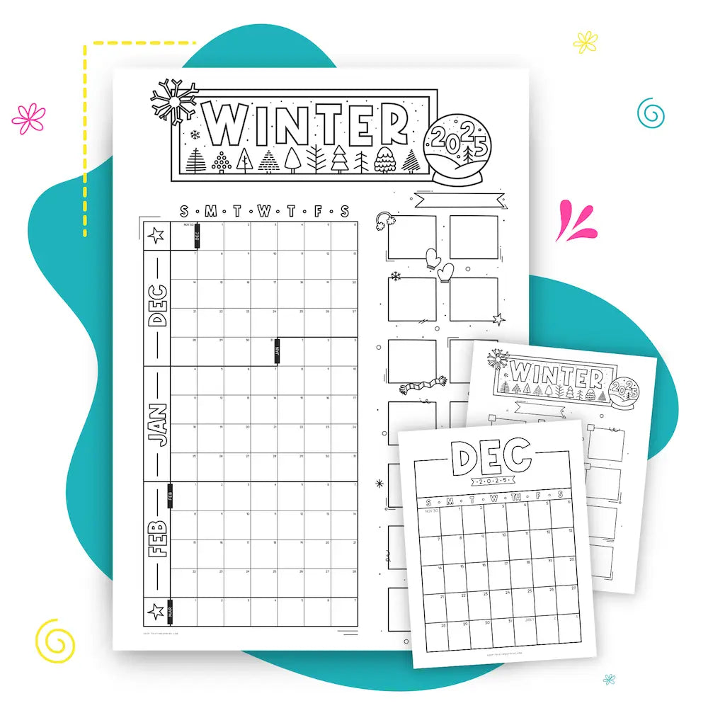 Mockup Of Winter 2025 Jumbo Calendar - Wall Engineer Print Calendar For Families - Winter And Holiday Planning