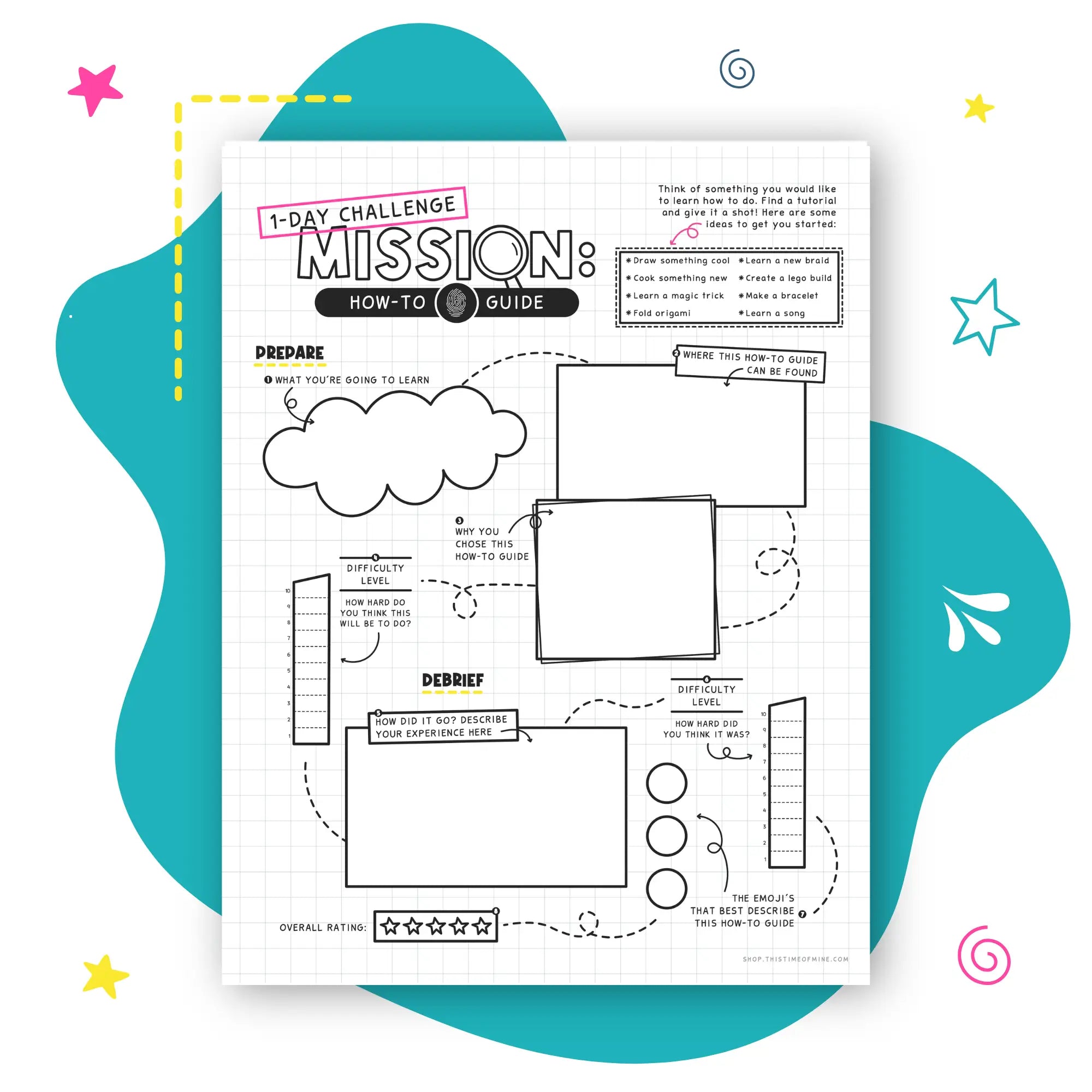 Mockup Of 1-Day Challenge For Kids | Follow A How To Guide | Build A Growth Mindset And Lifelong Learning | Green Background