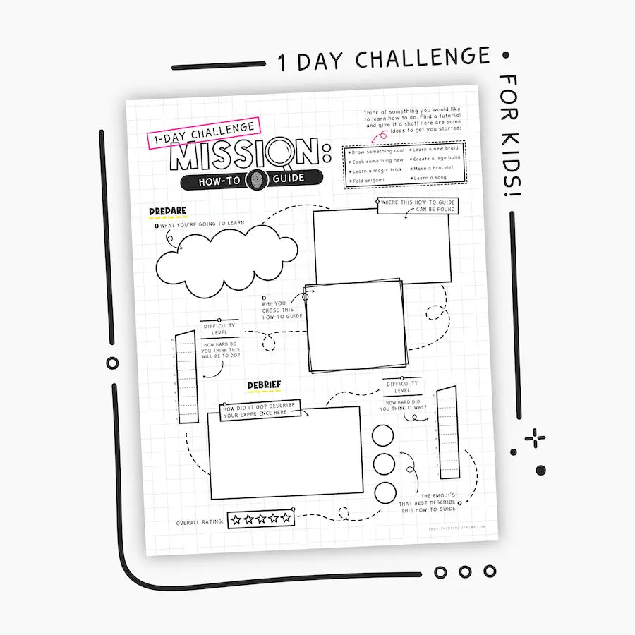 Mockup Of 1-Day Challenge For Kids | Follow A How To Guide | Printable Activity