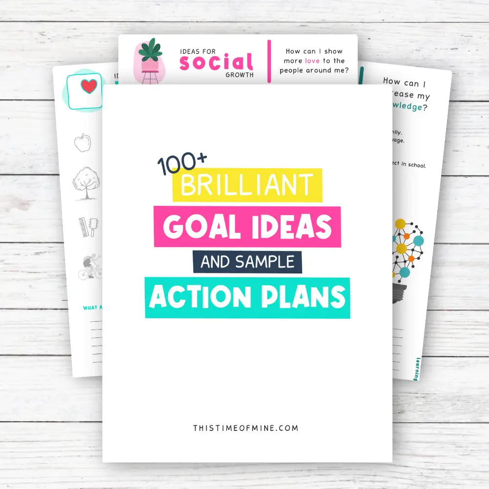 Mockup Of 100+ Brilliant Goal Ideas And Sample Action Plans | Set Goals In 5 Categories