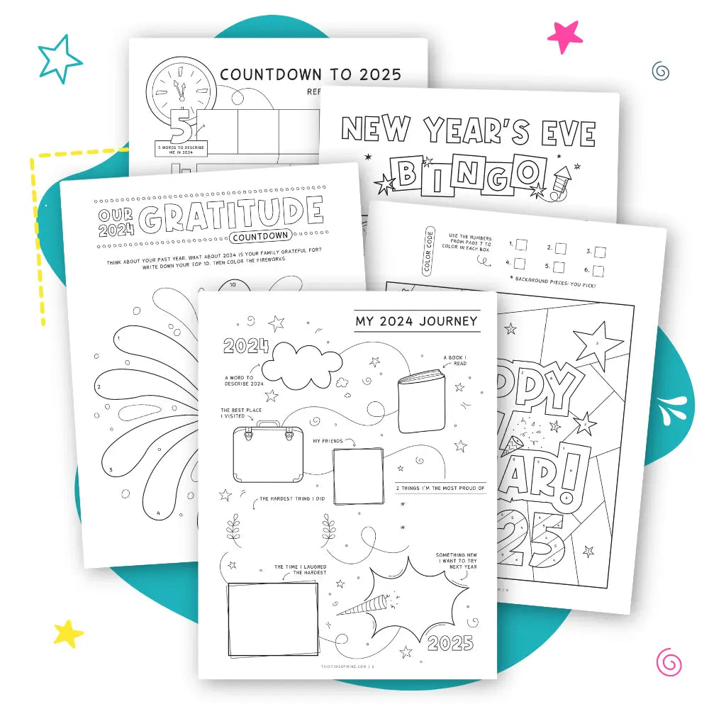 Mockup Of 2025 Jumpstart Family New Year's Eve Kit | Printable Goal And Growth Mindset And Reflection Activities For Families And Kids