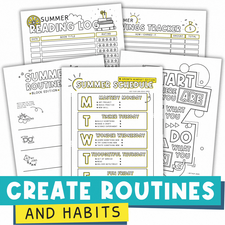 Mockup Of Pages Inside 2026 Summer Goal Kit For Kids | Create Routines And Habits | This Time Of Mine