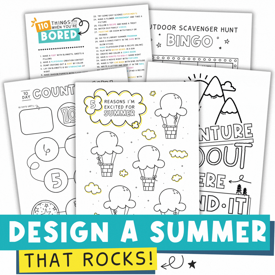 Mockup Of Pages Inside 2026 Summer Goal Kit For Kids | Design A Summer That Rocks | This Time Of Mine
