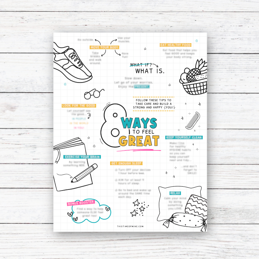 Mockup Of 8 Ways To Feel Great | Printable Poster | Mood Boosting Activities For Kids And Teens