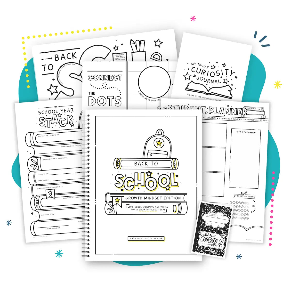 Mockup Of Back To School Growth Mindset Edition | Help Kids Practice Goal Setting, Reading, Personal Strengths, Teambuilding And Creativity