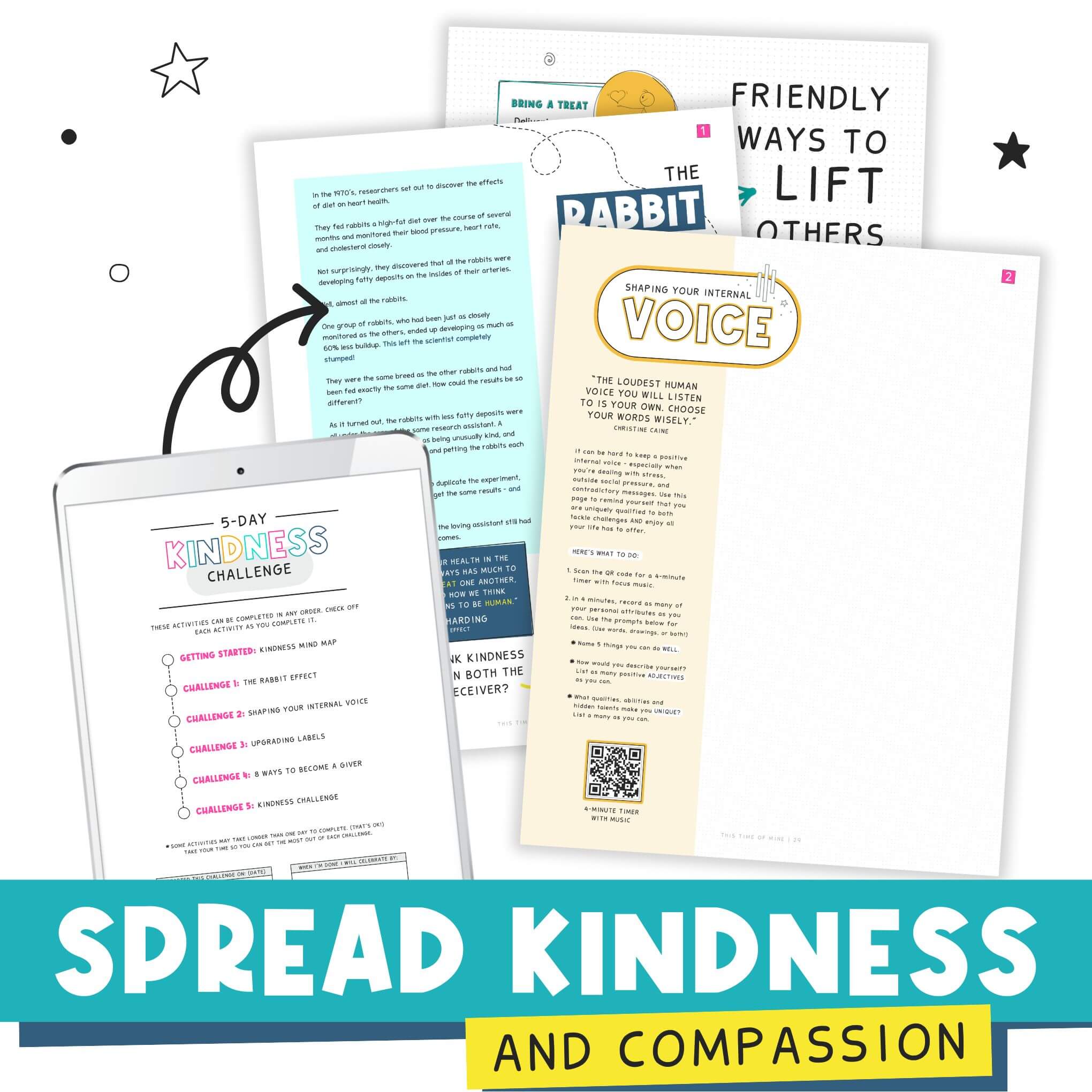 Mockup Of The Confidence-Boosting Printable Challenges Kit For Teens | This Time Of Mine | Spread Kindness And Compassion