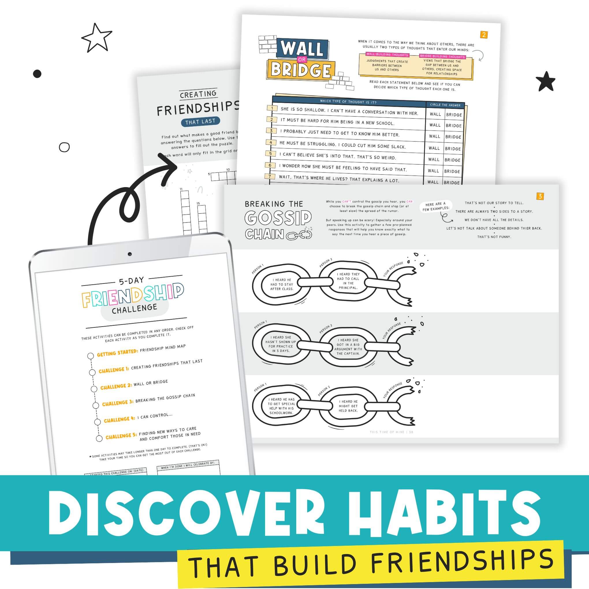 Mockup Of The Confidence-Boosting Printable Challenges Kit For Teens | This Time Of Mine | Discover Habits That Build Friendships