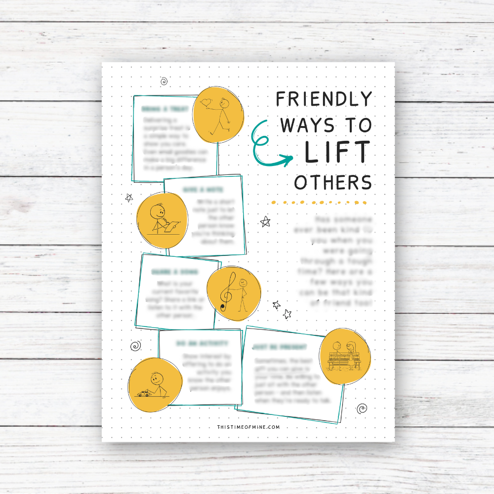 Mockup Of Friendly Ways To Lift Others | Printable Guide For Kids And Teens | Kindness And Friendship