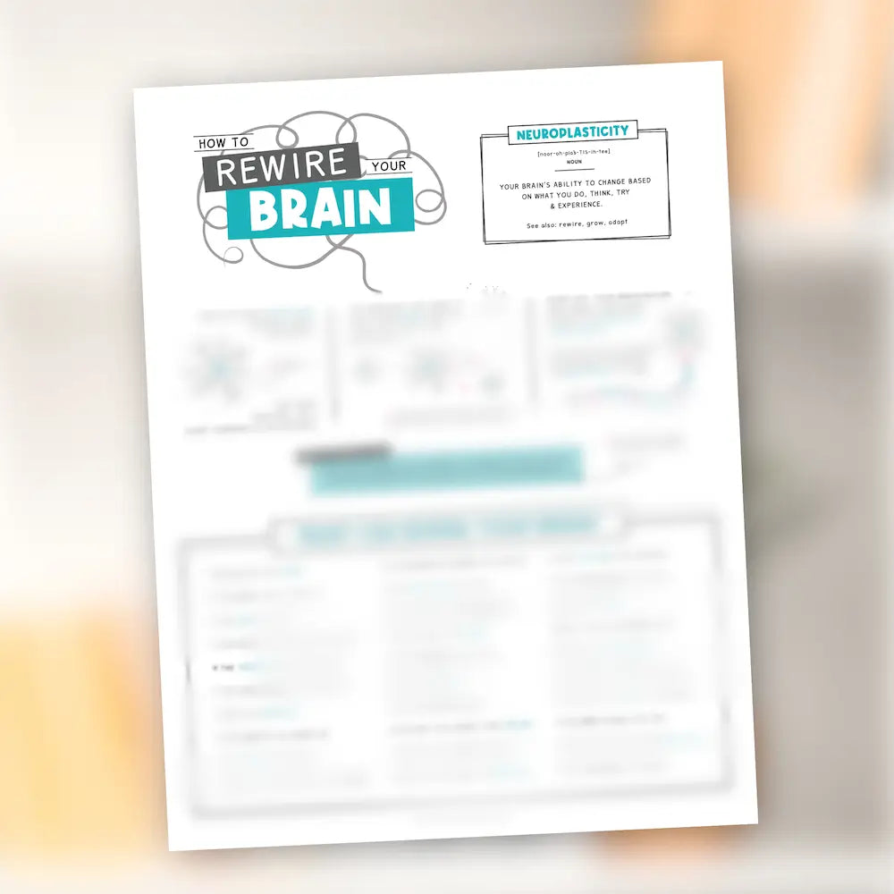 Mockup Of Printable How To Rewire Your Brain Guide | 30 Ways Kids, Middle Schoolers And Teens Can Build A Growth Mindset | This Time Of Mine