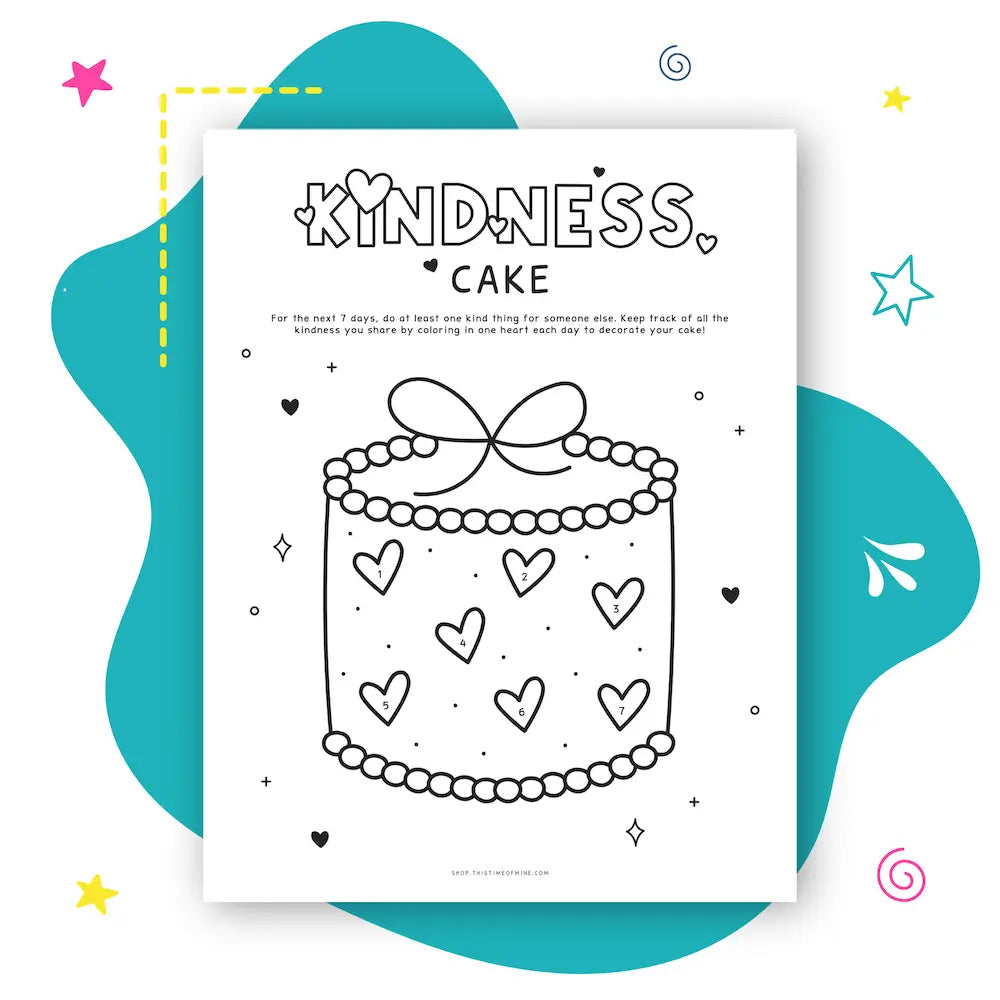 Mockup Of Kindness Cake | 7 Day Printable Kindness Challenge And Tracker For Kids