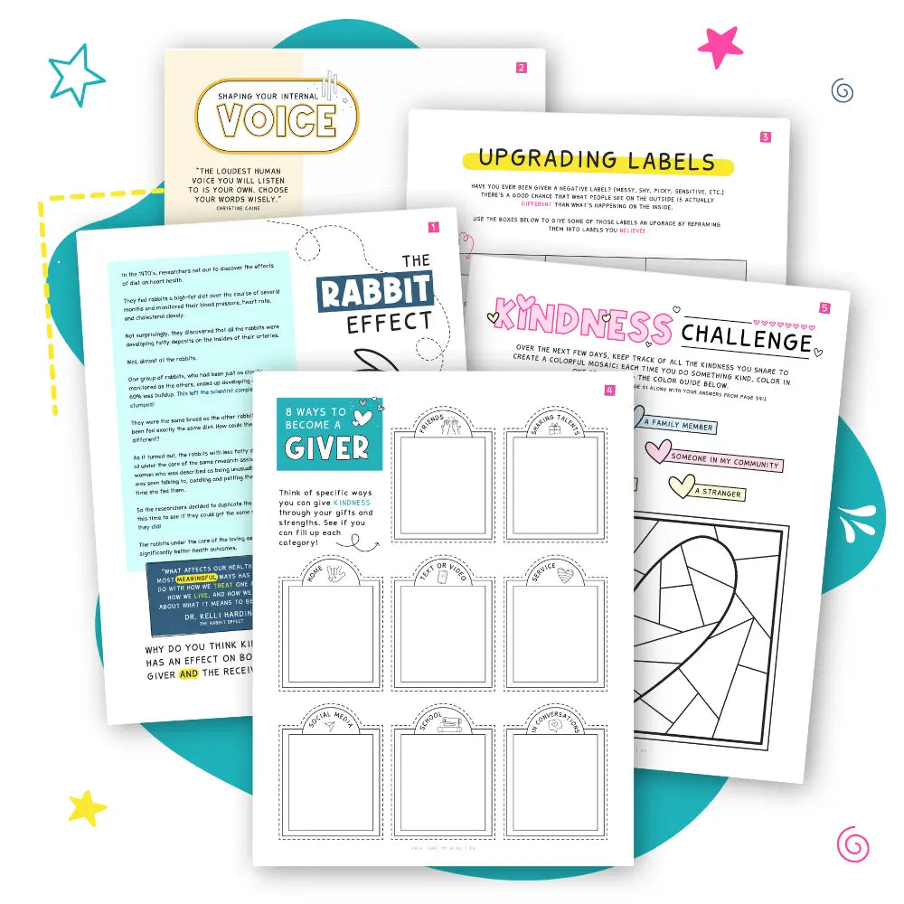 Pages In Kindness Mini-Kit For Teens 11 And Up | Help Kids With Self Love, Friendship Skills, And Kindness Practice | Daily Challenges