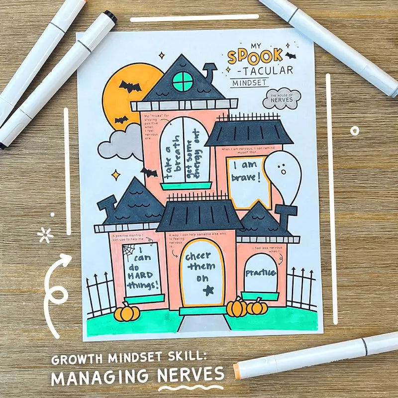 Colored Example Of My Spooktacular Mindset | Growth Mindset Halloween Activity For Kids | Managing Nerves