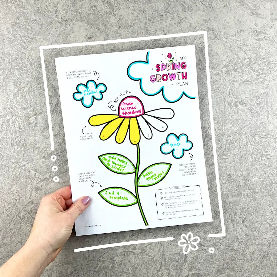 Image Of My Spring Growth Plan | Printable Weekly Goal Setting Activity For Kids