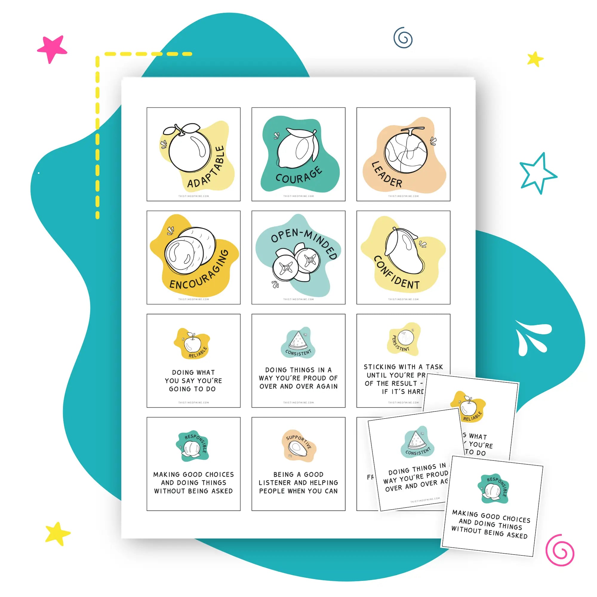 Mockup Of Power Traits Matching Game | Fun Way To Learn How To Build Strong Character | For Kids And Teens